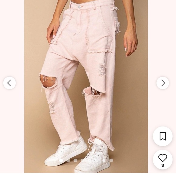 POL Denim - POL light pink distressed relaxed fit jeans 
SZ L NWOT